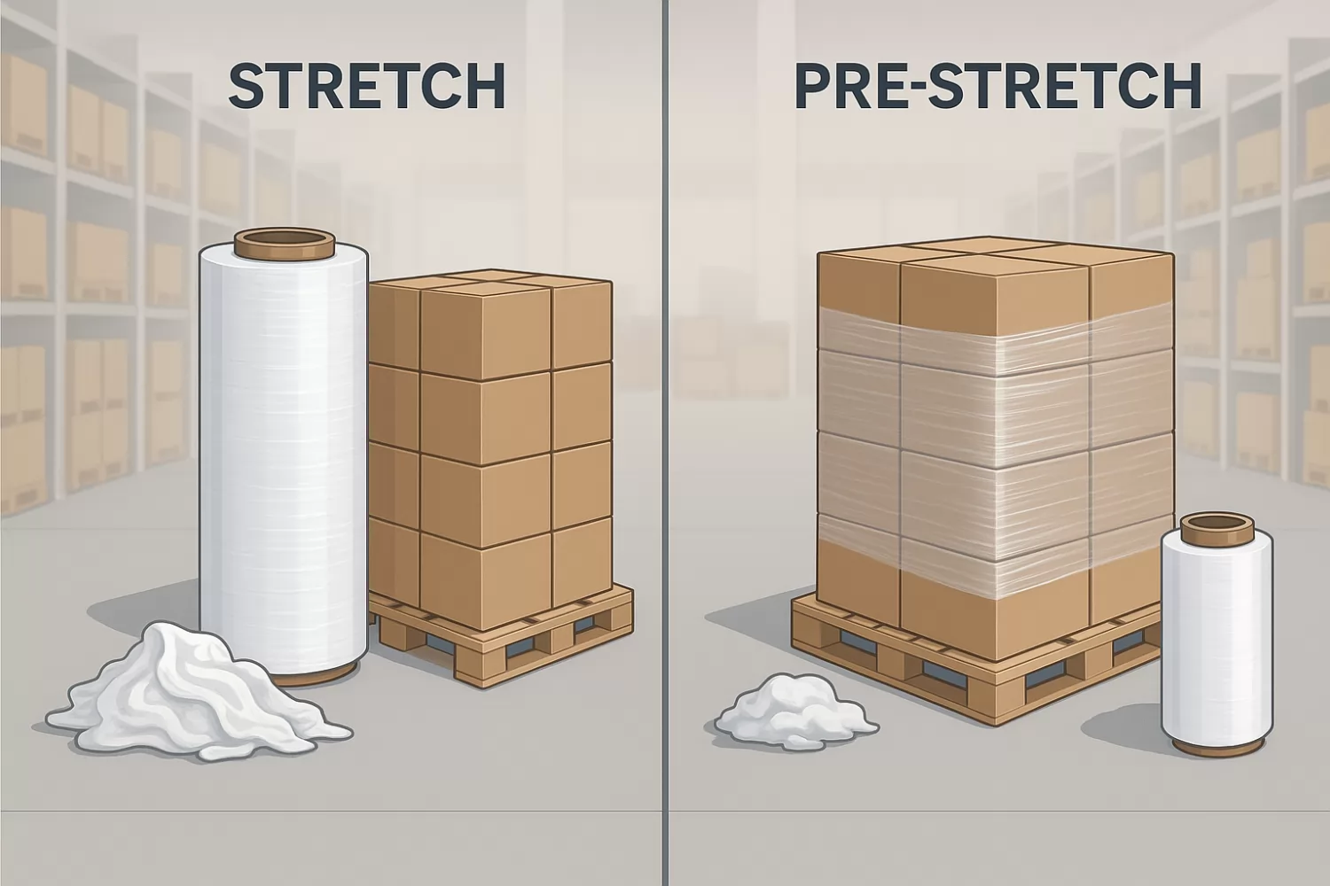 Folia pre-stretch vs. folia stretch